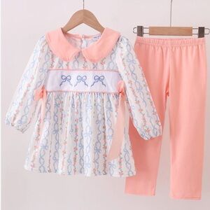 Peach and White Kids Pajama Set